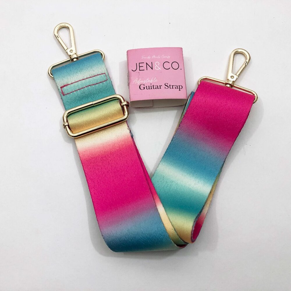 JEN & CO. Guitar Style Strap Adjustable from 29" to 51" Colorful Pink Plus More